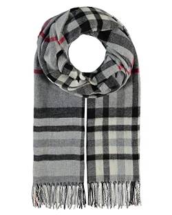 Giorgio Rimaldi Schal kariert für Damen & Herren - 42 x 180 cm - Weicher als Kaschmir - Kariertes Plaid für den Winter - Karo-Schal Made in Germany Grau von Giorgio Rimaldi