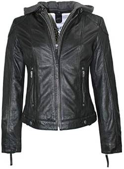 Gipsy - Damen Lederjacke Cacey Kurzjacke Bikerjacke Kapuze Lammnappa schwarz (L, Schwarz) von Gipsy by Mauritius