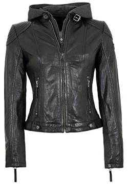 Gipsy - Damen Lederjacke Cacey Kurzjacke Bikerjacke Kapuze Lammnappa schwarz (S, Schwarz) von Gipsy by Mauritius