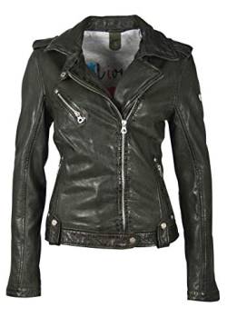 Gipsy Damen Biker Lederjacke mit Brustreißverschluss - GGFamos LAMAXV in Forest Green von Gipsy