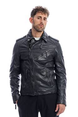 Gipsy Herren Biker Lederjacke mit Reverskragen und asymmetrischem Reißverschluss - GMMalic S22 SF STUV (XL, Anthracite) von Gipsy