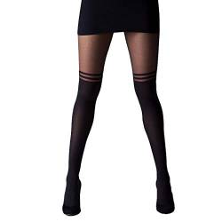 Gipsy Strumpfhose im Kniestrumpflook mit Streifenmuster-Black-XL von Gipsy