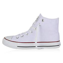 Giralin Damen High Top Sneaker Sportschuhe Kult Schuhe Canvas Stoff Freizeitschuhe Schnürer Sportliche Turnschuhe 197351 Weiss 41 von Giralin