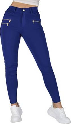Giralin Damen Hosen Casual Jeggings 5-Pocket-Style FreizeitHigh Waist Zipper Reißverschluss High Stretch 200322 Blau 38 von Giralin