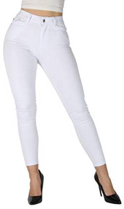 Giralin Damen Hosen Casual Jeggings 5-Pocket-Style Knöpfe High Waist Reißverschluss Skinny Fit High Stretch 200287 Weiß 38 von Giralin