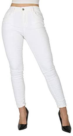 Giralin Damen Jeans Baggy Freizeithosen 5-Pocket-Style Damenhosen Regular Waist Hosen 200719 Weiß White 40 von Giralin