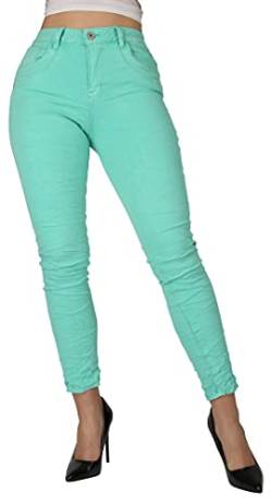 Giralin Damen Jeans Baggy Freizeithosen 5-Pocket-Style Damenhosen Regular Waist Hosen 200758 Grün 40 von Giralin