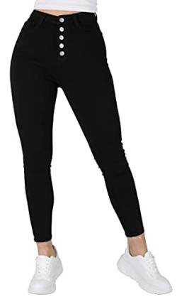 Giralin Damen Jeans Casual High Waist Freizeithose 5-Pocket-Style High Stretch Hose 200499 Schwarz 36 von Giralin