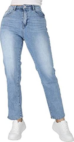 Giralin Damen Jeans Casual Straight Leg Freizeithose High Waist 5-Pocket-Style Hose 200471 Hellblau 42 von Giralin