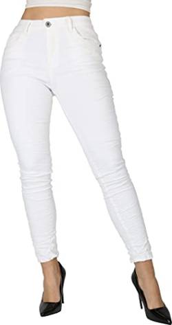 Giralin Damen Jeans Skinny Fit Freizeithose Bequeme Regular Waist Damenhose High Stretch Hose 200752 Weiß White Groß 42 von Giralin