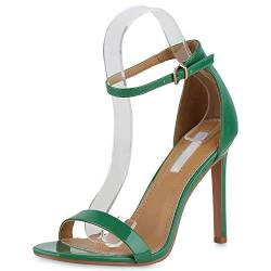 Giralin Damen Sandaletten High Heels Elegant Schuhe Stiletto 209189 Grün Lack 37 von Giralin