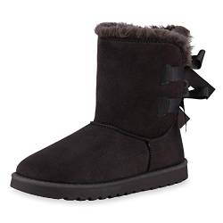 Giralin Damen Schlupfstiefel Gefütterte Stiefel Winter Schuhe Schleifen 198988 Dunkelgrau 36 von Giralin