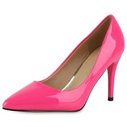 Giralin Damen Spitze Pumps Elegante Lack Schuhe Stiletto Abendschuhe High Heels Absatzschuhe 207943 Neon Pink Lack 36 von Giralin