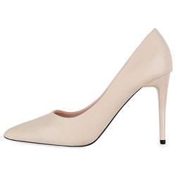 Giralin Damen Spitze Pumps Klassische Stiletto Schuhe High Heels Absatzschuhe Leder-Optik Partyschuhe 179742 Nude Nude Total 37 von Giralin