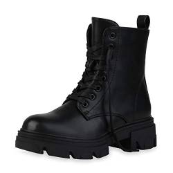 Giralin Damen Stiefeletten Leicht Gefütterte Schnürstiefeletten Freizeit Stiefel Plateau Vorne Schnürschuhe Profilsohle Schuhe 197793 Schwarz 36 von Giralin