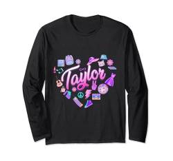 Girl Taylor Vorname I Love Taylor Girl Groovy Y2K Vintage Langarmshirt von Girl Retro TAYLOR First Name Personalized Groovy