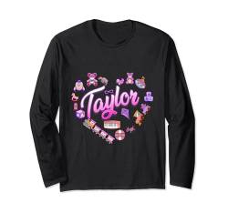Kids Taylor Vorname I Love Taylor Groovy Kleinkind Geburtstag Langarmshirt von Girl Retro TAYLOR First Name Personalized Groovy