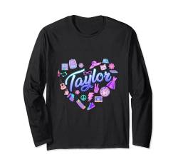 Taylor Vorname I Love Taylor Girl Groovy Y2K Vintage Langarmshirt von Girl Retro TAYLOR First Name Personalized Groovy