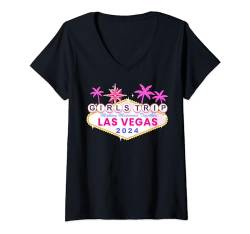 Damen Trip Las Vegas 2024 Shirts Birthday Squad Vegas Baby für Mädchen T-Shirt mit V-Ausschnitt von Girls Trip Las Vegas 2024 Shirts Birthday Squad