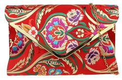 Girly Handbags Barocke Blumen-Clutch Rot von Girly Handbags