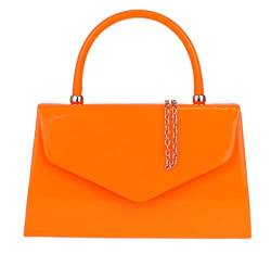 Girly Handbags Glänzend Einfach Top Griff Tasche (Neon Orange) von Girly Handbags