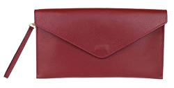 Girly Handbags Italienische Damen-Clutch mit Umschlag aus echtem Leder Burgund von Girly Handbags