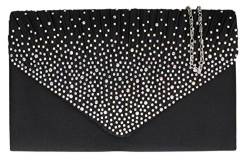 Girly Handbags Plissee-Clutch mit Strassbesatz Schwarz von Girly Handbags
