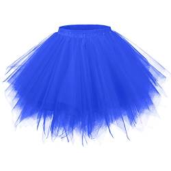 Girstunm Damen Tutu Tüllrock 50er Vintage Tüllrock Petticoat Mehrfarbig Bubble Tanzkleid Rock Unterrock Tütü Kurz Ballett Königsblau X-Large von Girstunm