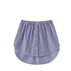 Girstunm Women's Shirt Extender for Women Adjustable Layered Fake Top Lower Sweep Shirt Half Length Mini Skirt for Girls Blau Stripe 2XL von Girstunm