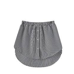 Girstunm Women's Shirt Extender for Women Adjustable Layered Fake Top Lower Sweep Shirt Half Length Mini Skirt for Girls Schwarz Stripe 2XL von Girstunm