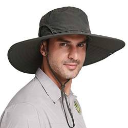 Gisdanchz Anglerhut Sonnenmütze Herren Masche Sonnenschutz Kopf Gartenhut Wanderhut Wide Brim Bucket Hat Sonnenhut Tropen Herren Damen Wasserdicht Outdoor Tropenhut Safarihut Buschhut,Olivgrün von Gisdanchz