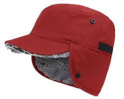 Gisdanchz Army Baseball Cap Wolle Mützen Hut Ohren Ohrenschützer Ohrwärmer Warme Mütze Mit Ohrenklappen Basecap Winter Cap Herren Wintermütze Damen Winterkappe Arbeitsmütze Schirmmütze Rot von Gisdanchz