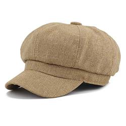 Gisdanchz Bakerboy Mütze Damen Baker Boy Mütze Ballonmütze Damen Schirmmütze Damen Newsboy Cap Damen Bakerboy Mützen Cappy Sommerhut Barett Schiffermütze Damen Khaki von Gisdanchz