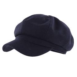 Gisdanchz Barett Damen Navy Blau Wolle Ballonmütze Schirmmütze Baskenmütze Damenmütze Winter Mütze Warm Wintermütze Cabbie Bakerboy Kappe Schiffermütze Matrosenmütze Damen Navy Blau von Gisdanchz