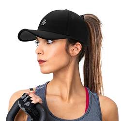 Gisdanchz Basecap Damen Baseball Cap mit Pferdeschwanz Performance Cappy Frauen Tennis Running Cap Damen Uv Schutz Kappe Laufcap Laufmütze Schildkappe Sonnenschutz Kappen Damen Sommer, Schwarz von Gisdanchz