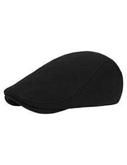 Gisdanchz Baumwolle Schiebermütze Schirmmütze Schiebermützen Flatcap Herren Flat Cap Gatsby Newsboy Hat Schwarz von Gisdanchz