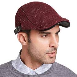 Gisdanchz Schiebermütze Herren Flatcap Winter,Flatcap Winter Herren Flat Cap Kostüm Schirmmütze Mützen Herren Baskenmütze Männer Mütze Schiebermütze Herren Winter Newsboy Cap Burgund von Gisdanchz