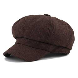 Gisdanchz Schiffermütze Damen Hut Newsboy Cap Damen Bakerboy Mützen Baker Boy Mütze Ballonmütze Damen Baskenmütze Damen Barette Hut Schirmmütze Damen Braun von Gisdanchz