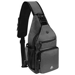 Gisdanchz Schultertasche Brusttasche Herren Klein Wasserdicht Crossbody Sling Bag Rucksack Backpack Shoulder Bag Daypack Herren Damen Umhängetasche Bodybag Schulterrucksack Neues Dunkelgrau von Gisdanchz