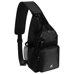 Gisdanchz Schultertasche Brusttasche Herren Klein Wasserdicht Crossbody Sling Bag Rucksack Backpack Shoulder Bag Daypack Herren Damen Umhängetasche Bodybag Schulterrucksack Neues Schwarz von Gisdanchz