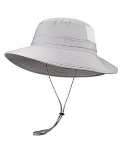 Gisdanchz Sonnenhut Herren Damen Anglerhut Sommerhut Tropenhut Wanderhut Safari Hut Sonnenschutz Kopf Sonnenhut Damen Herren Uv Schutz Wasserdicht Outdoor Sun Hat Mens Womens, Hellgrau von Gisdanchz