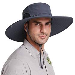 Gisdanchz Sonnenhut Tropen Herren Damen Wasserdicht Outdoor Tropenhut Safarihut Buschhut Anglerhut Sonnenmütze Masche Sonnenschutz Kopf Gartenhut Wanderhut Wide Brim Boonie Bucket Hat,Dunkelgrau von Gisdanchz