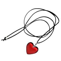 Choker-Halskette mit großem Herz-Anhänger, Gothic-Stil, schwarz, elegant, gewebt, geknotet, Schleife, verstellbare Kette, Schmuckanhänger, Halskette für Frauen von Gissroys