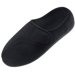 Git-up Diabetiker Hausschuhe Schuhe für Männer Arthritis Ödem Verstellbare Verschluss Memory Foam Hausschuhe, Black 12N von Git-up
