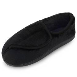 Git-up Frauen Memory Foam Diabetiker Hausschuhe Arthritis Ödem Einstellbare Bequeme Hausschuhe Geschlossene Zehen, Black 11 US von Git-up