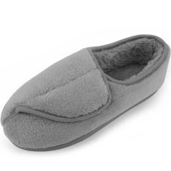 Git-up Frauen Memory Foam Diabetiker Hausschuhe Arthritis Ödem Einstellbare Bequeme Hausschuhe Geschlossene Zehen, Gray 10 US von Git-up