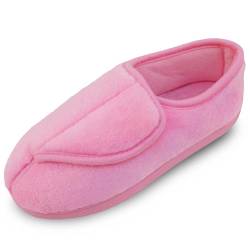 Git-up Frauen Memory Foam Diabetiker Hausschuhe Arthritis Ödem Einstellbare Bequeme Hausschuhe Geschlossene Zehen, Pink 10 US von Git-up