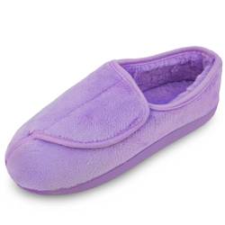 Git-up Frauen Memory Foam Diabetiker Hausschuhe Arthritis Ödem Einstellbare Bequeme Hausschuhe Geschlossene Zehen, Purple 6 US von Git-up