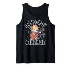 Niedliche Katze Mit Gitarre I Gitarrist Gitarrenspieler Tank Top von Gitarren Accessoires