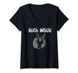 Damen Rock & Roll Gitarren Spieler Rockmusik Rock and Roll T-Shirt mit V-Ausschnitt von Gitarrenspieler Rockmusiker Rockband Gitarrist